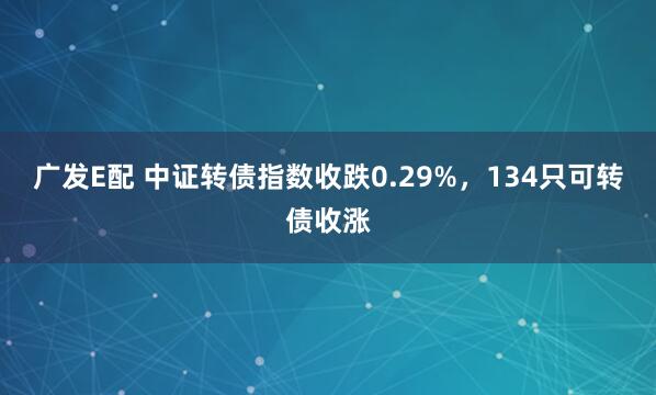 广发E配 中证转债指数收跌0.29%，134只可转债收涨