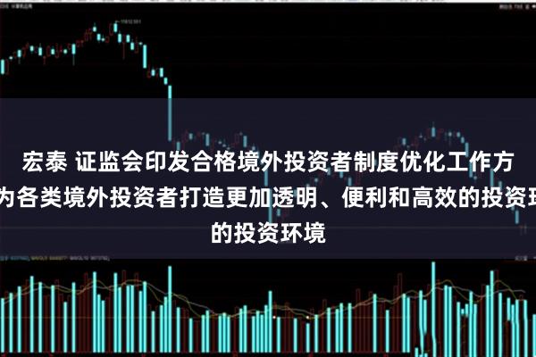 宏泰 证监会印发合格境外投资者制度优化工作方案 为各类境外投资者打造更加透明、便利和高效的投资环境